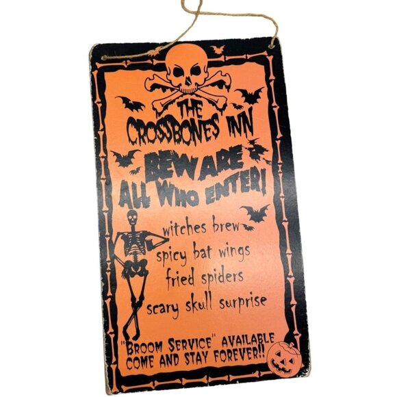 zgejiang younghao Halloween sign decoration beware skeleton pumpkin orange READ - Picture 1 of 5